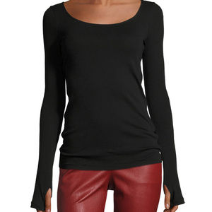 NWT Helmut Lang Long-Sleeve Scoop-Neck Ballet Tee